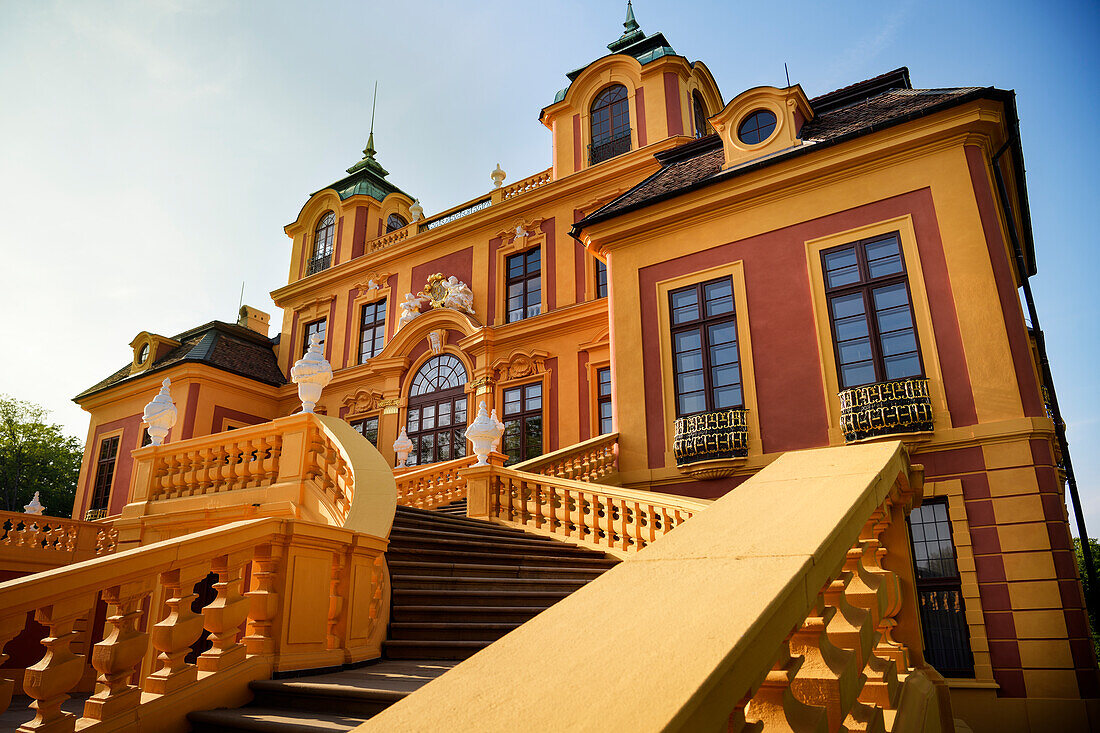 Stairs to the Favorite hunting and pleasure palace in Ludwigsburg, Baden-Wuerttemberg, Germany, Europe