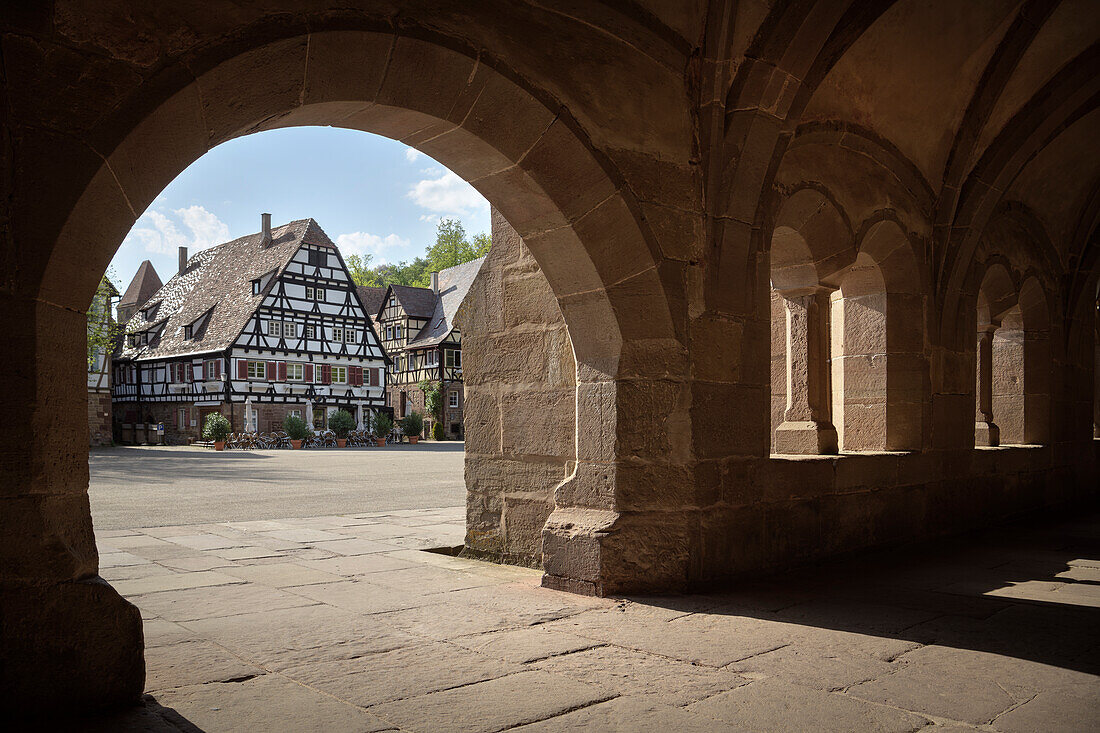 Vault in the so-called paradise with a view of the courtyard, monastery church of the Cistercian abbey Maulbronn Monastery, Enzkreis, Baden-Württemberg, Germany, Europe, UNESCO World Heritage