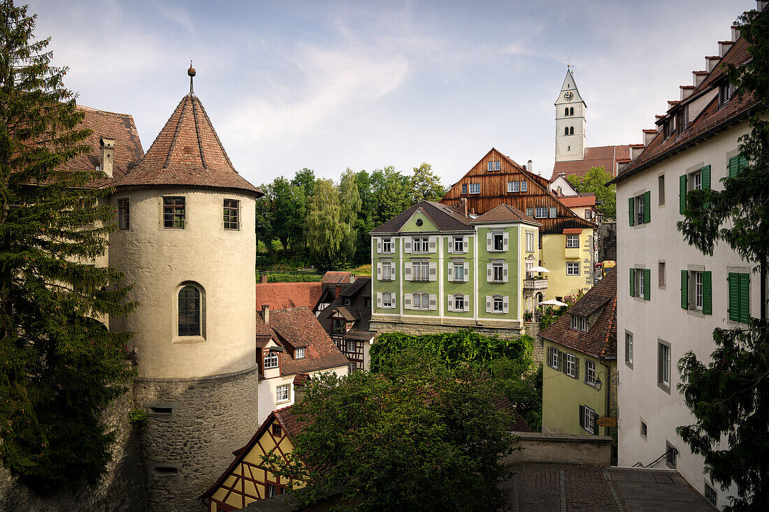 Blick zur Burg Meersburg und die Altstadt vom Neuen Schloss, Bodenseekreis, Bodensee, Baden-Württemberg, Deutschland, Europa