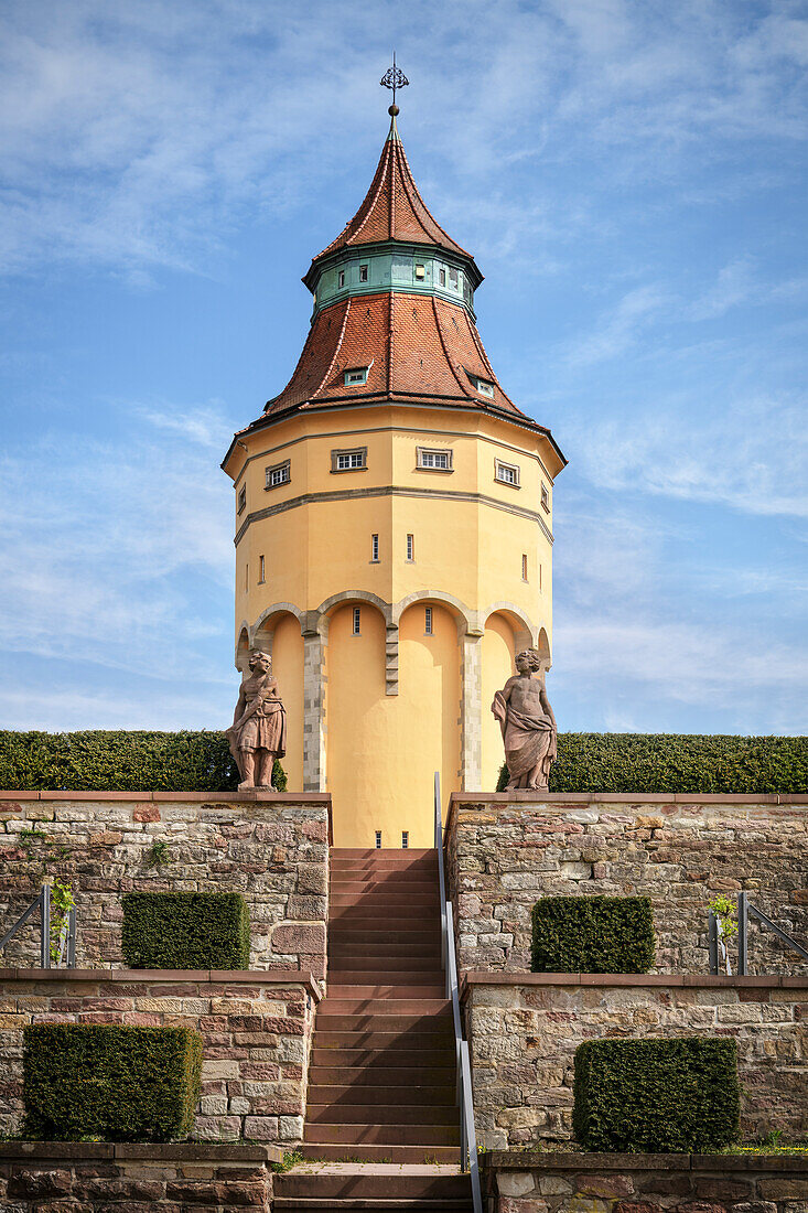 Water tower in Murgpark, Rastatt, Baden-Wuerttemberg, Germany, Europe