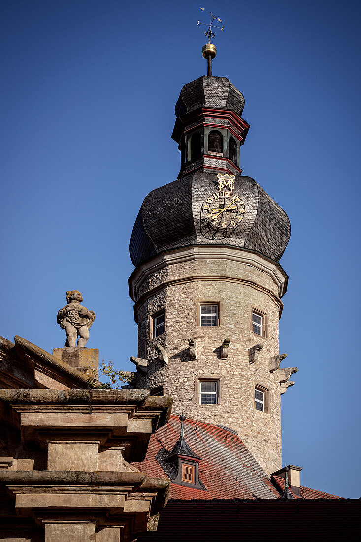 Tower from Weikersheim Castle, Taubertal, Main-Tauber district, Baden-Wuerttemberg, Germany, Europe