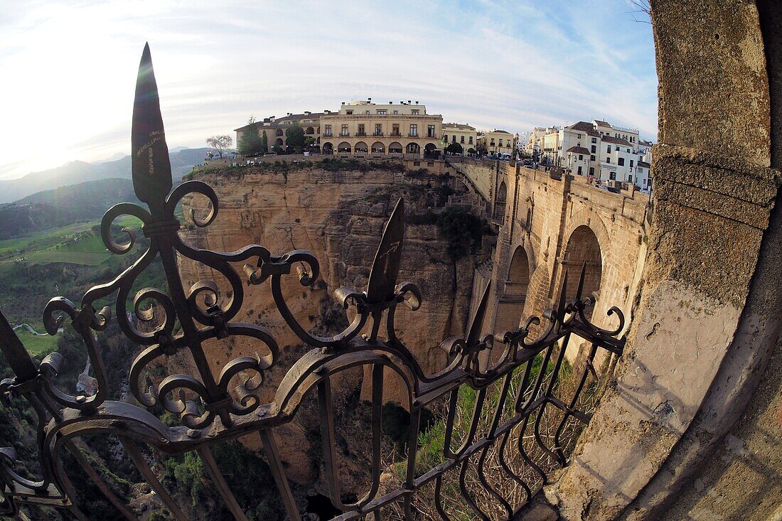 at the New Bridge, Ronda, White Villages Road, Andalucia, Spain