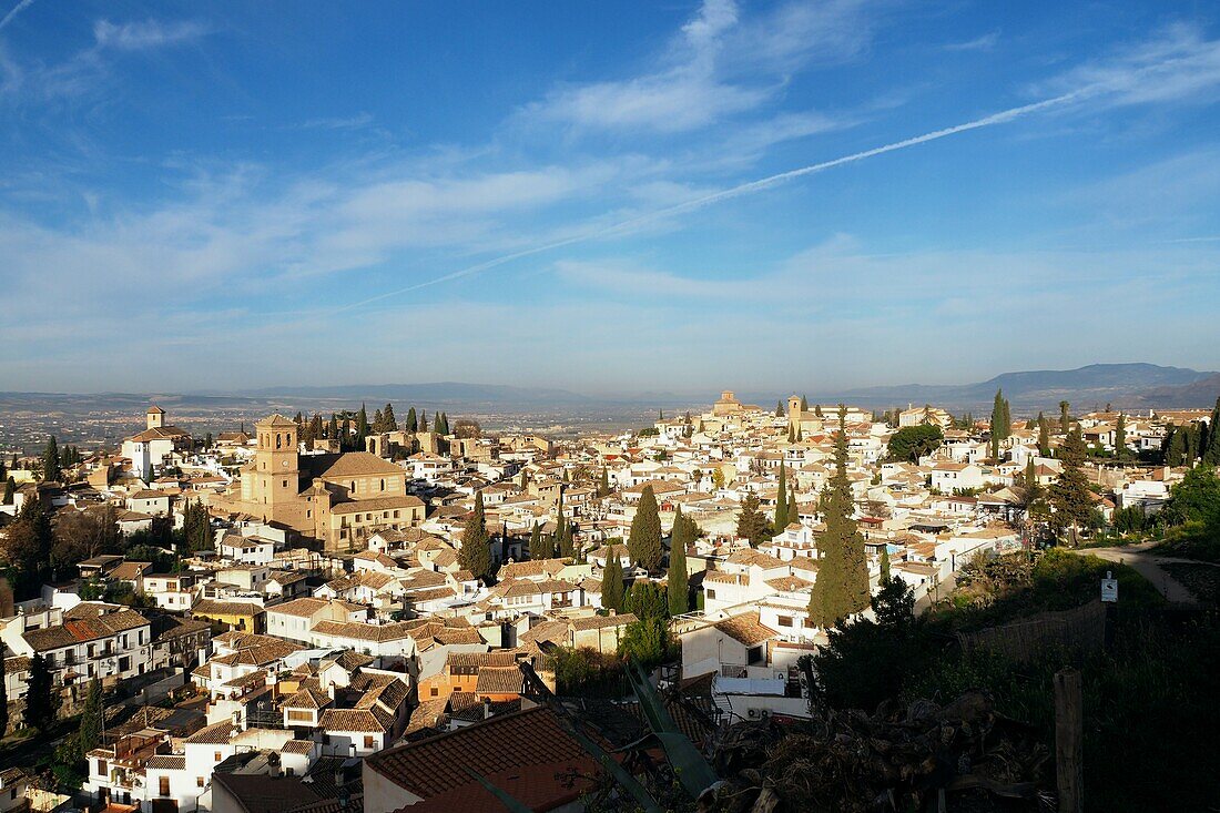 Blick vom Sacro Monte auf Albaicin, Granada, Andalusien, Spanien