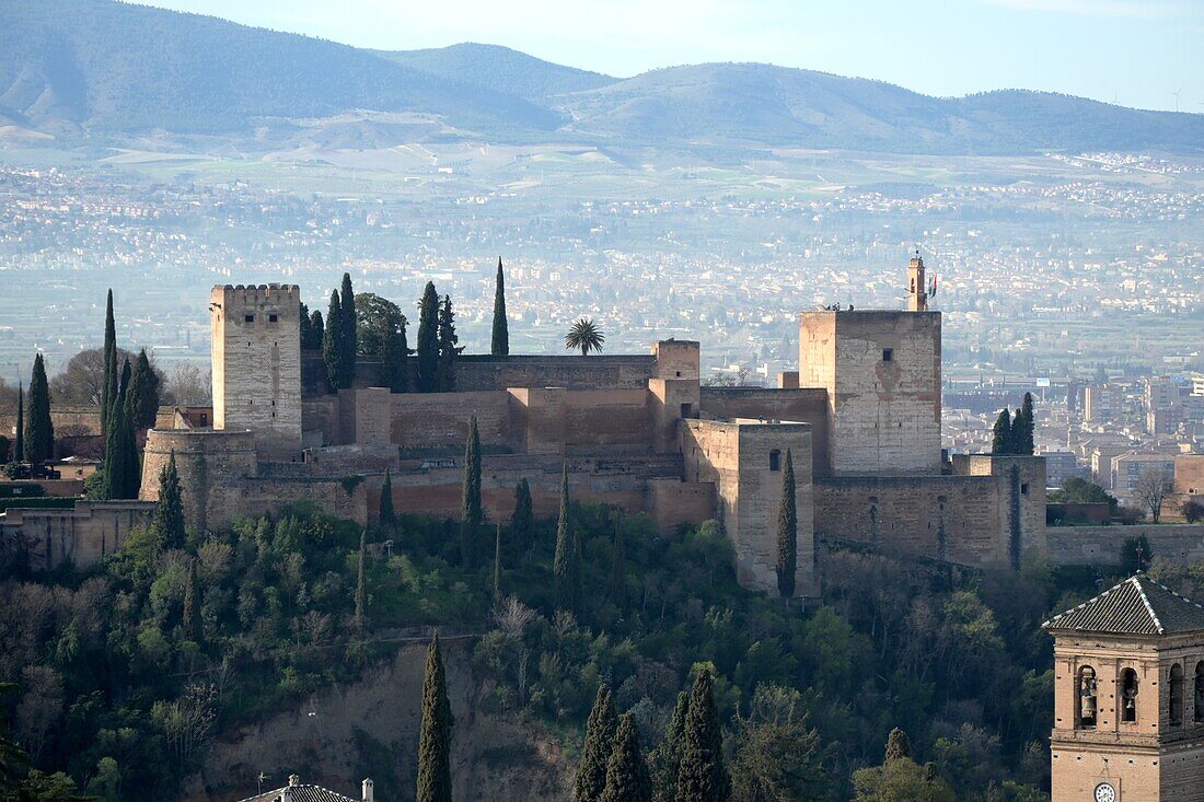 Blick vom Sacro Monte auf die Alhambra, Granada, Andalusien, Spanien