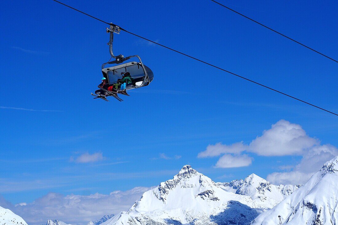 in Lech am Arlberg ski area, winter in Vorarlberg, Austria