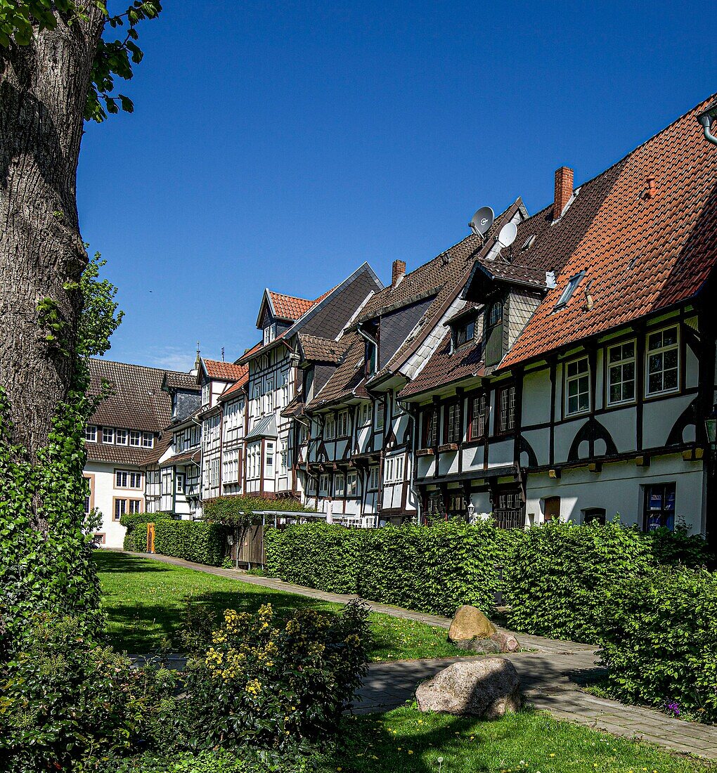 Spätgotische Fachwerk-Traufenhäuser (1500), Altstadt von Lemgo, Nordrhein-Westfalen, Deutschland
