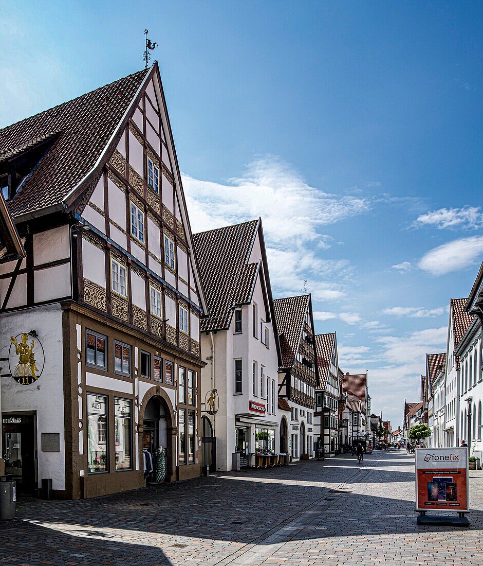 Fachwerkhäuser in der Altstadt von Lemgo, Nordrhein-Westfalen, Deutschland