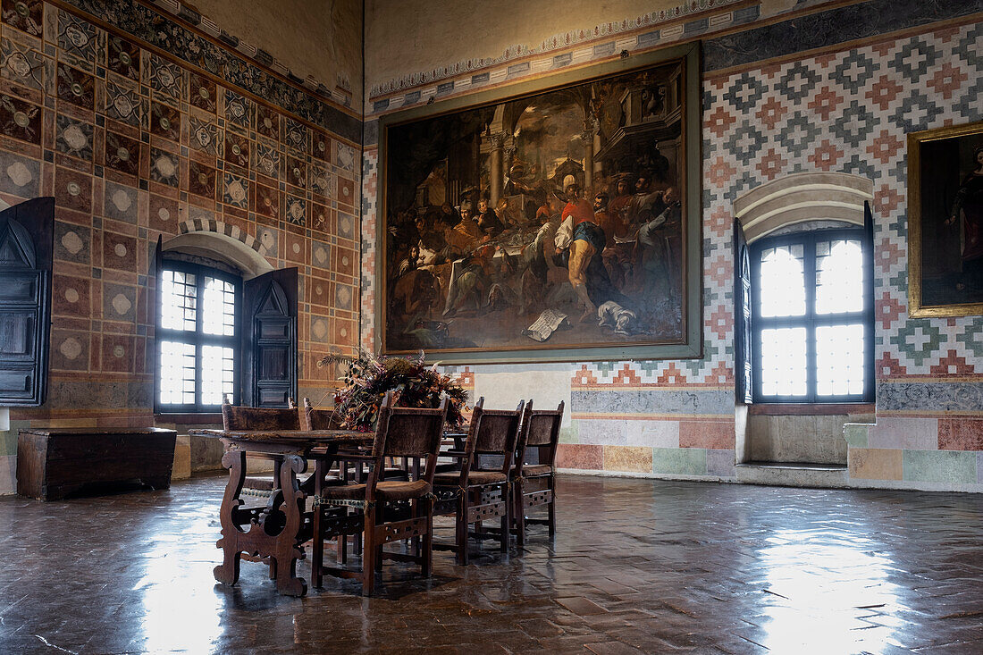 Hall of the Fasti, Rocca di Angera, Angera, Lake Maggiore, Varese Province, Lombardy, Italy, Europe