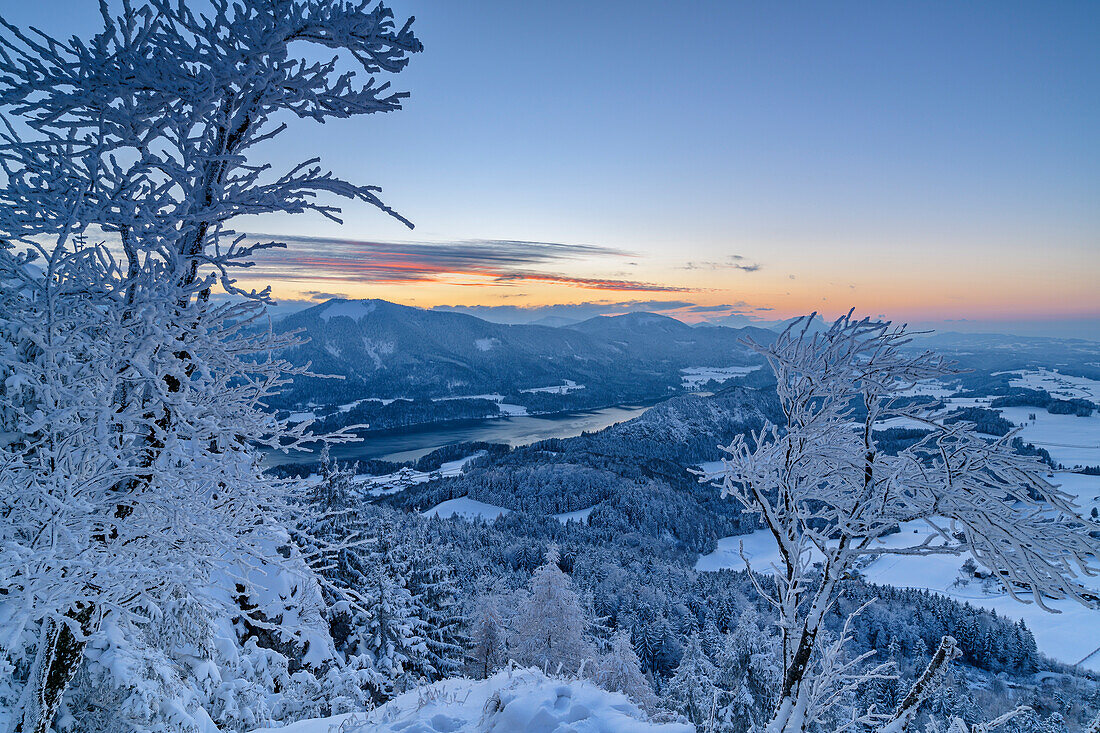 Abendstimmung am Schober mit Blick auf Alpenvorland und Fuschlsee, Schober, Salzkammergut, Salzkammergutberge, Salzburg, Österreich