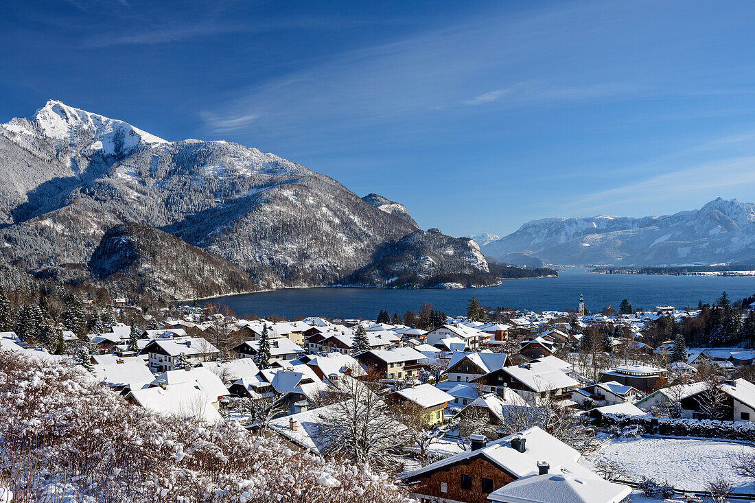 Schafberg above St. Gilgen and Wolfgangsee, St. Gilgen, Salzkammergut, Salzkammergut Mountains, Salzburg, Austria