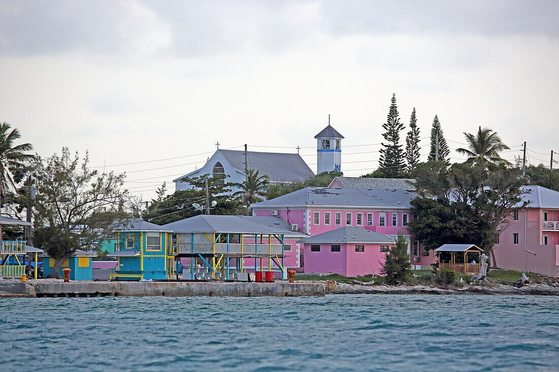 Blick auf George Town, Exuma, Exuma Cays, Exuma Island, Bahamas