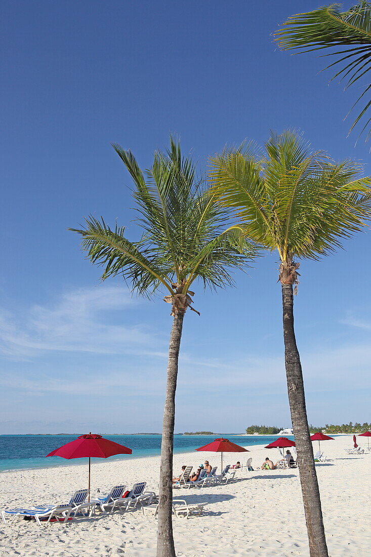 Palmenstrand Brigantine Beach, Treasure Cay, Great Abaco, Abaco Islands, Bahamas