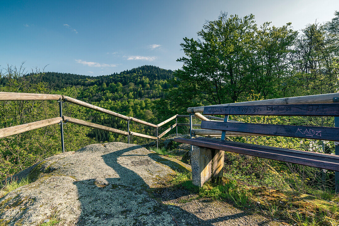 Bench on the Helbingfelsen on the Black Forest High Road, Baden-Baden, Baden-Württemberg, Germany