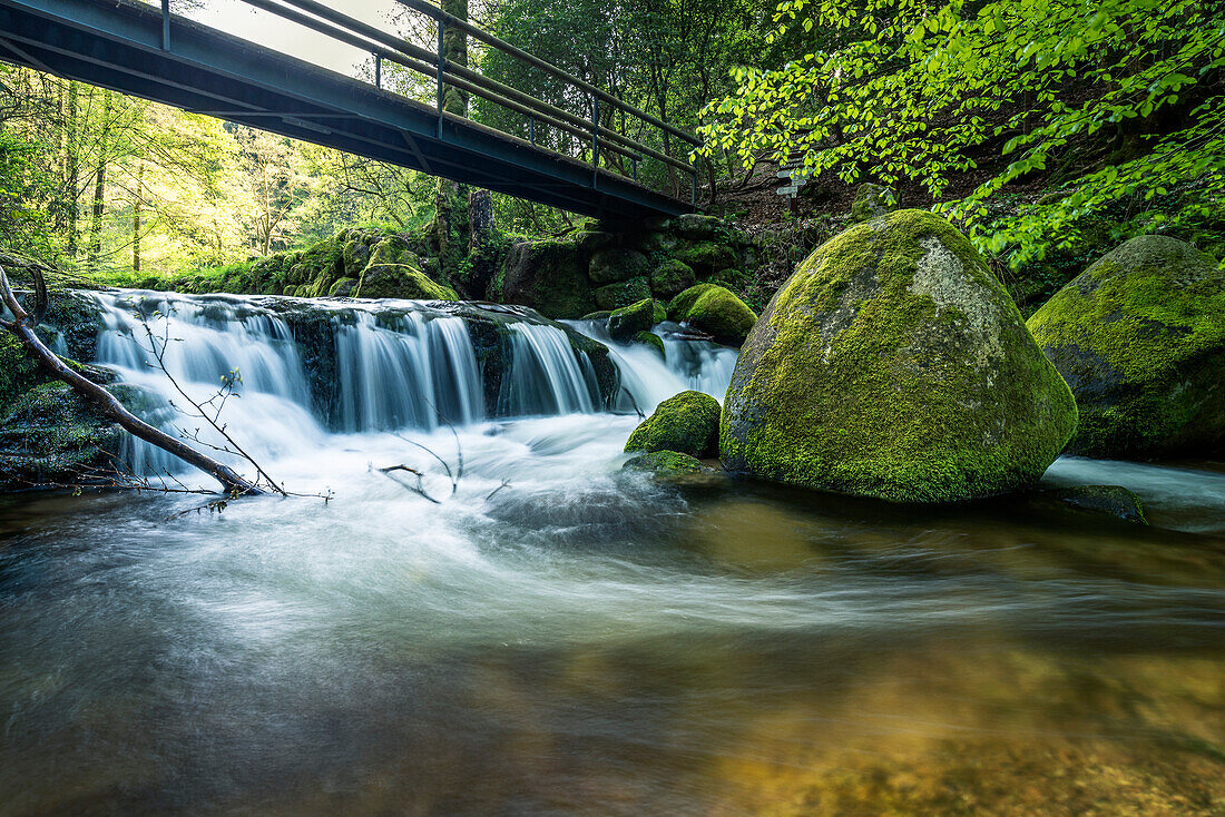 Brücke über den Grobbach auf dem Weg zum Geroldsauer Wasserfall, Schwarzwald, Baden-Baden, Baden-Württemberg, Deutschland