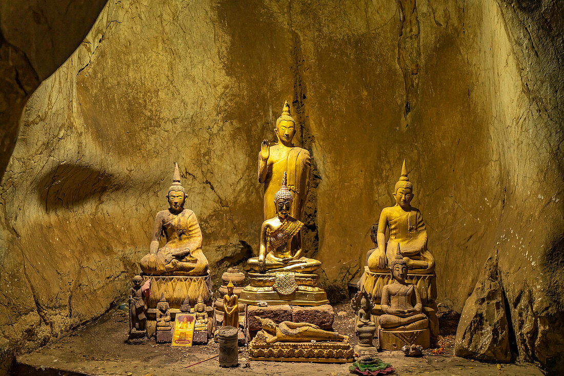 Buddha statues in the Pak Ou Caves at Luang Prabang, Laos, Asia