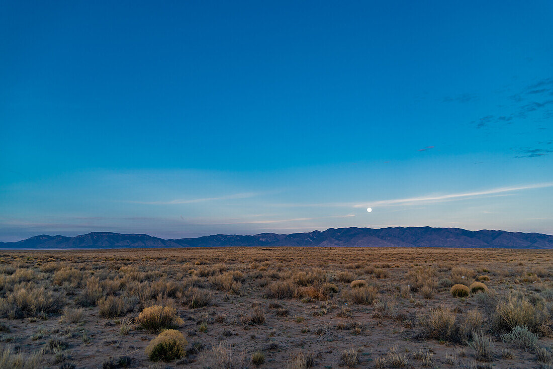 Full moon rising over the New Mexico desert.