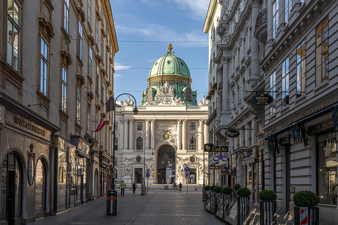 Kohlmarkt and Michaelertrakt of the Hofburg in Vienna, Austria, Europe