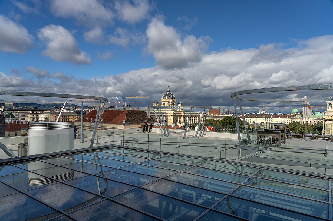 The MQ Dragonfly on the roof of the Leopold Museum with a view over Vienna, MuseumsQuartier MQ in Vienna, Austria, Europe