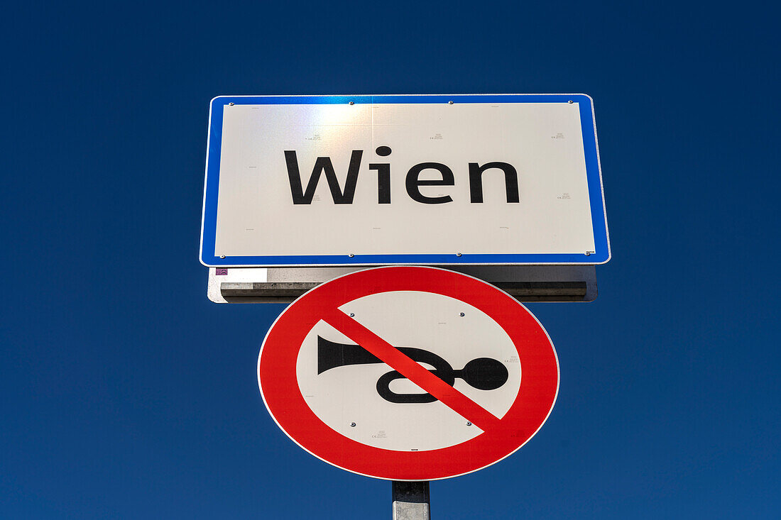 City limit sign Vienna, Austria, Europe