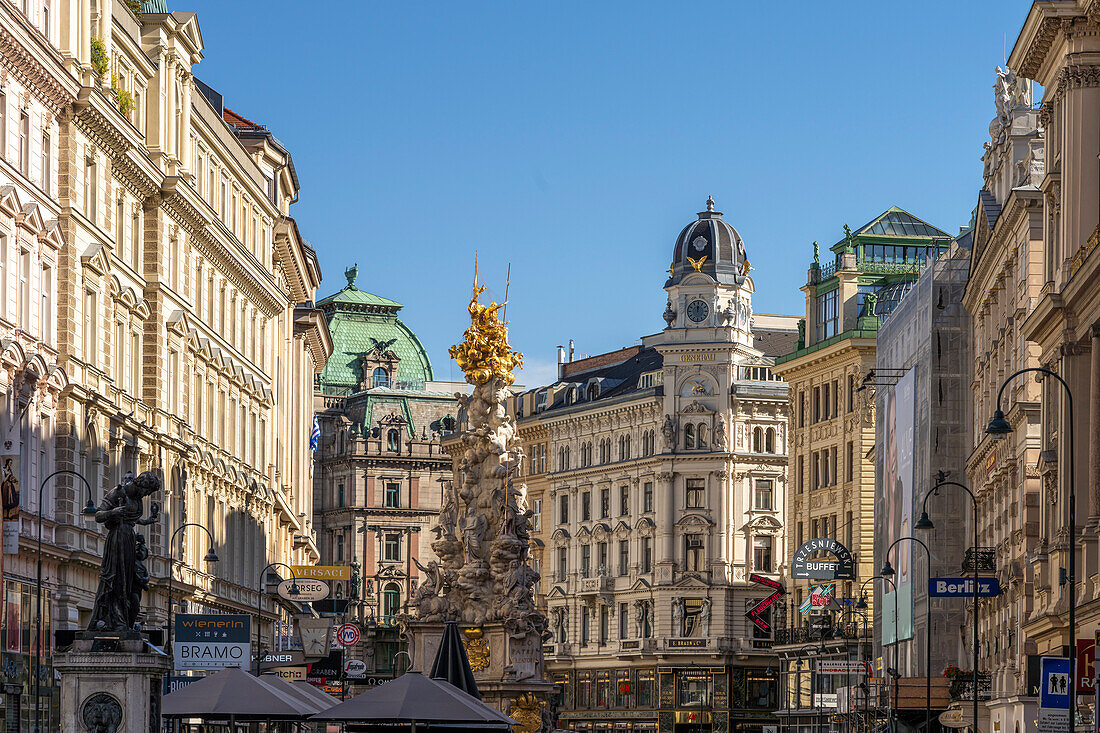 Graben pedestrian zone and the Vienna Plague Column, Vienna, Austria, Europe