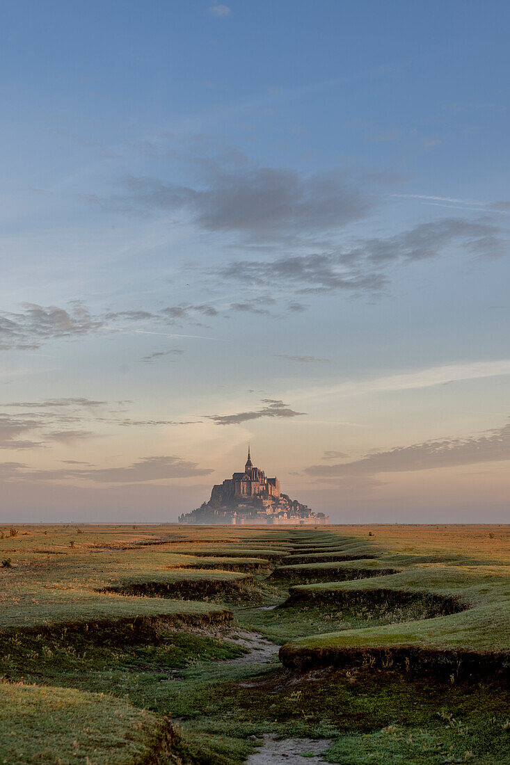 France, Northern Brittany, Le Mont Saint-Michel, Normandy, morning light, low tide