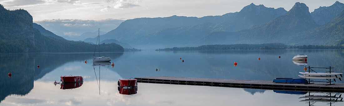 Wolfgangsee, Panoramaansicht Wolfgangsee, Oberösterreich, Österreich