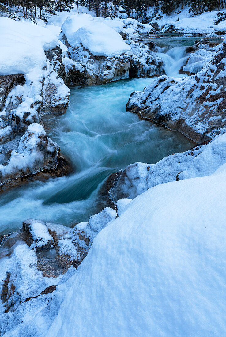 Deep winter at the Rissbach in Tirol, Austria.