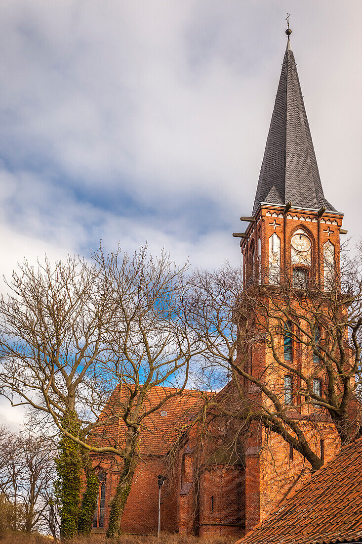 Evangelical Church in Wustrow, Mecklenburg-Western Pomerania, Baltic Sea, Northern Germany, Germany