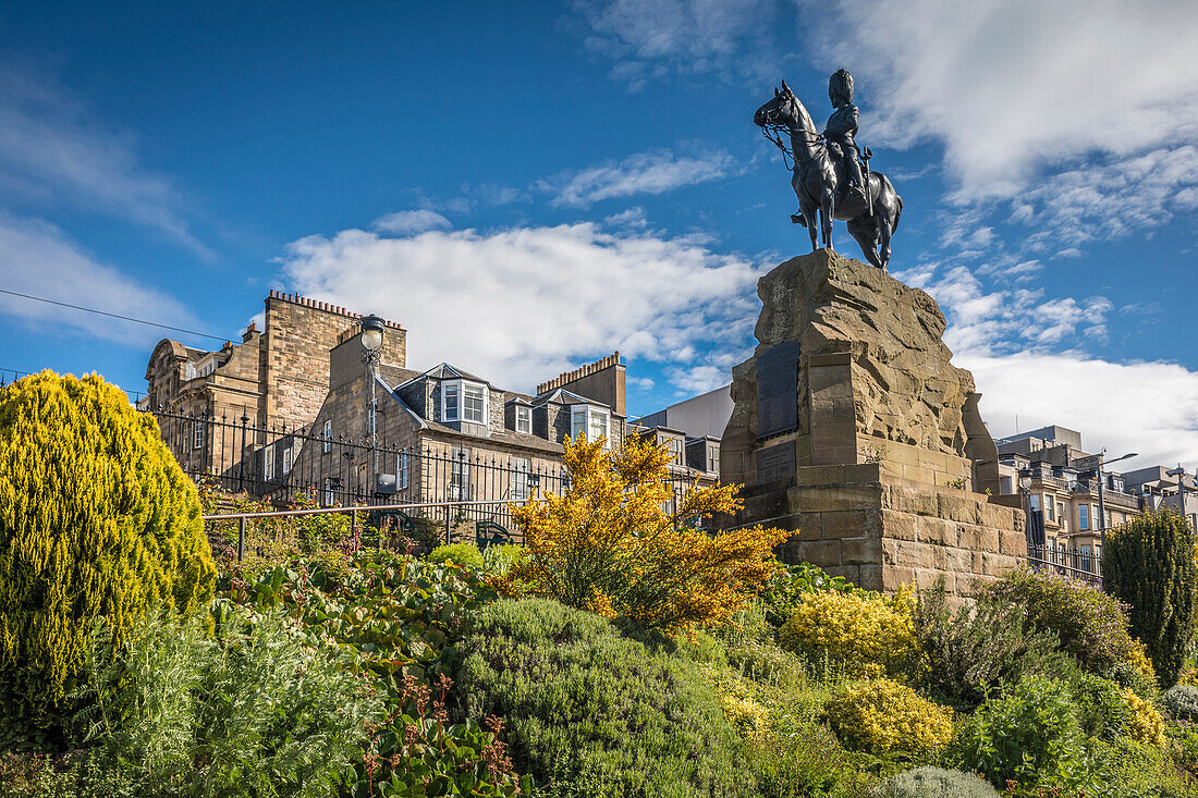 The Royal Scots Grays Monument in Princes Street Gardens, Edinburgh, City of Edinburgh, Scotland, UK