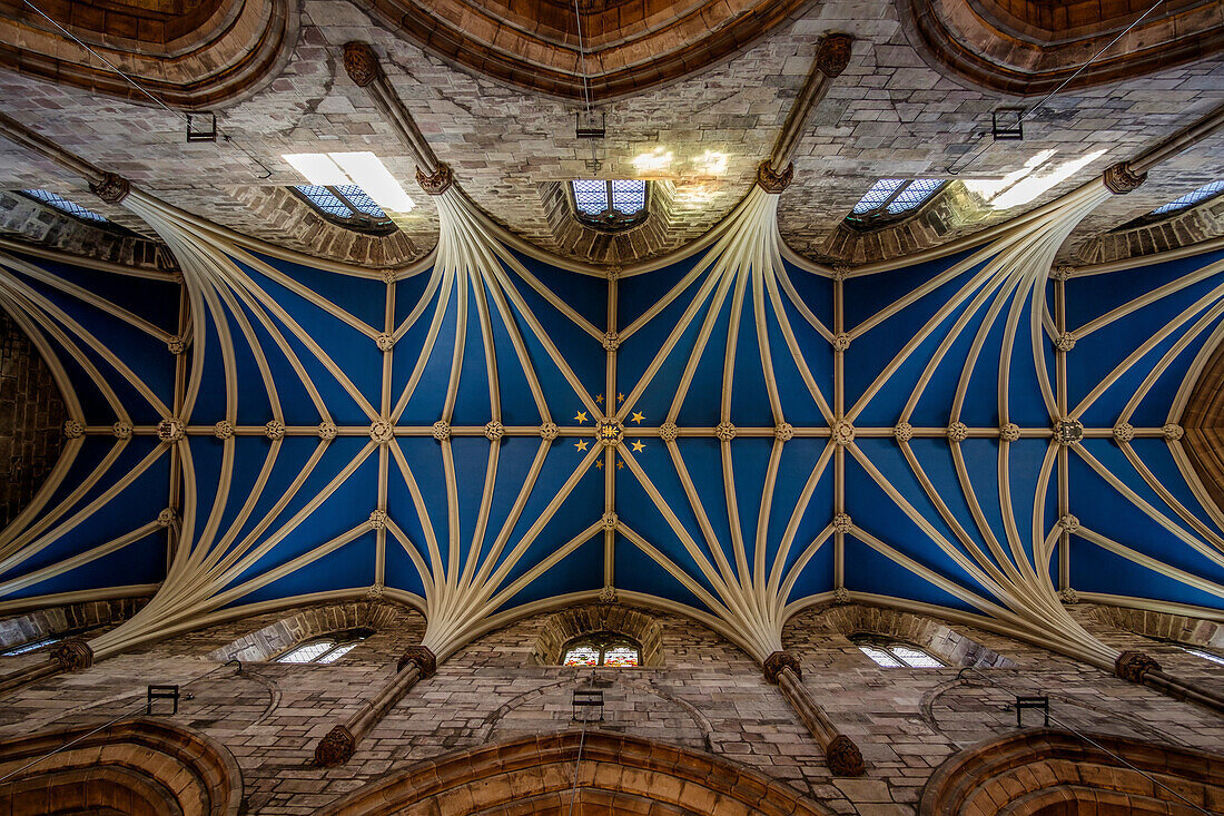Deckengewölbe der St. Giles Cathedral in der High Street, Edinburgh, City of Edinburgh, Schottland, Großbritannien