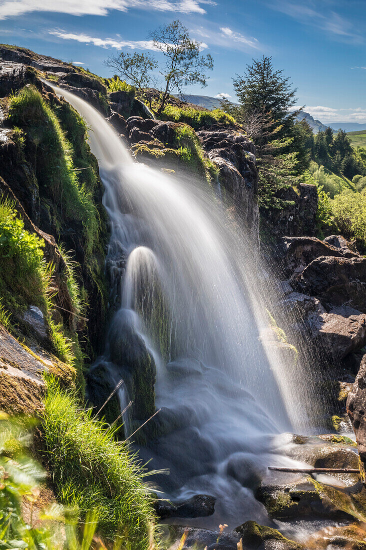 Loop of Fintry waterfall on the River Endrick, Fintry, Stirling, Scotland, UK