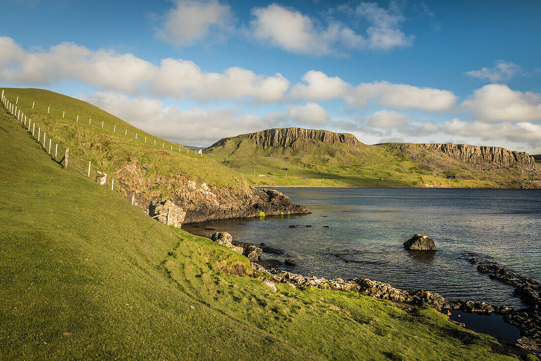 Bay on the north west coast of the Trotternish Peninsula, Isle of Skye, Highlands, Scotland, UK