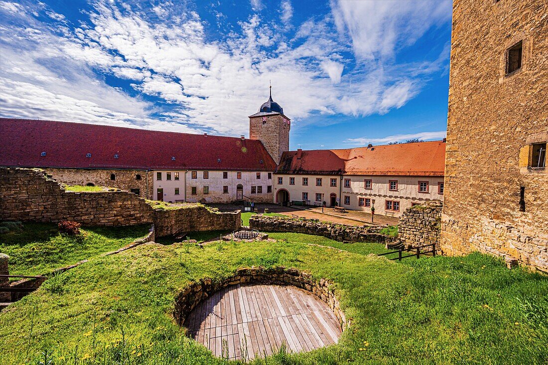 The courtyard of the moated castle of Kapellendorf, Kapellendorf, Thuringia, Germany