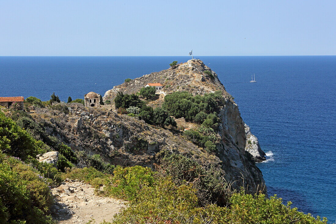 The ancient village of Kastro on the north coast of Skiathos island, Northern Sporades, Greece