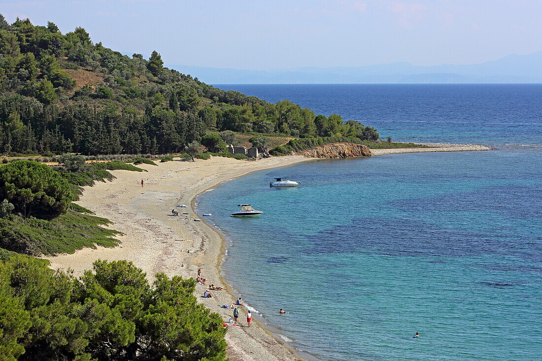 Tsougkrias beach on Tsoungria island, also known as Mama Mia island after the comedy starring Meryl Streep, near Skiathos, Northern Sporades, Greece