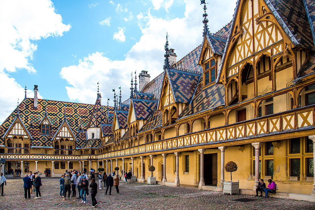 Beaune, Hotel Dieu, Christian hospice, 1400 to 1860, for the poor and sick, now a museum. Burgundy, France