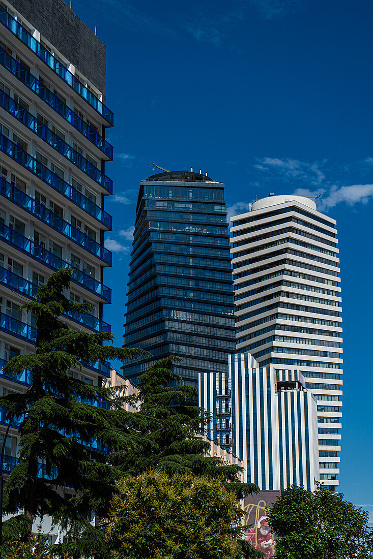 Modern architecture on Chavchavadze avenue in business downtown of Tbilisi, Vake