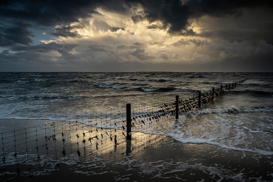Wadden Sea during a storm, Schillig, Wangerland, Friesland, Lower Saxony, Germany, Europe