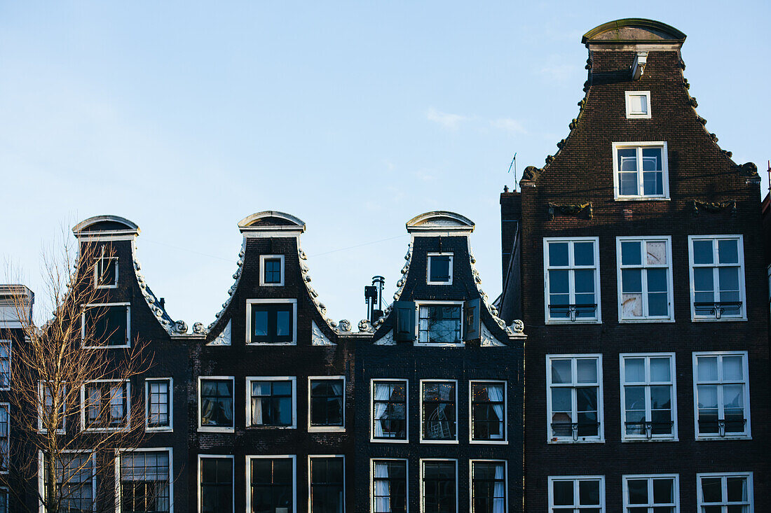 Asmterdam, The netherlands, Canal houses, Dutch houses alongside the canal