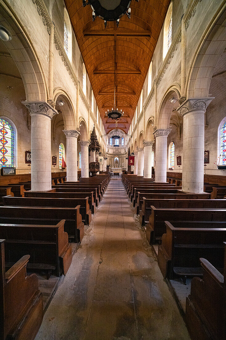 Interior view of the Saint Martin church in Yport, Normandy, France