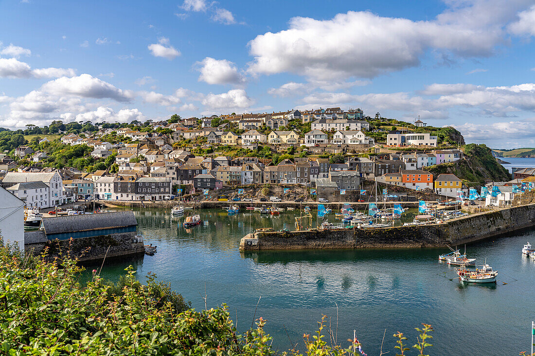 Mevagissey townscape and harbor, Cornwall, England, United Kingdom, Europe