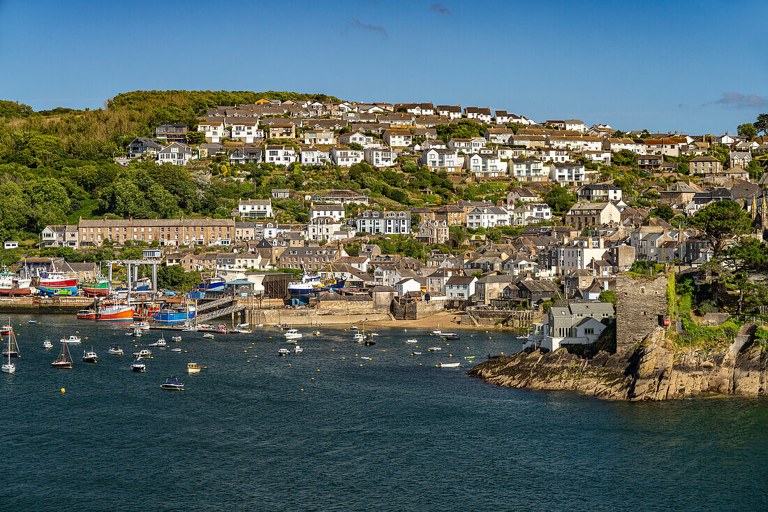 View of Polruan on the Fowey River, Cornwall, England, United Kingdom, Europe