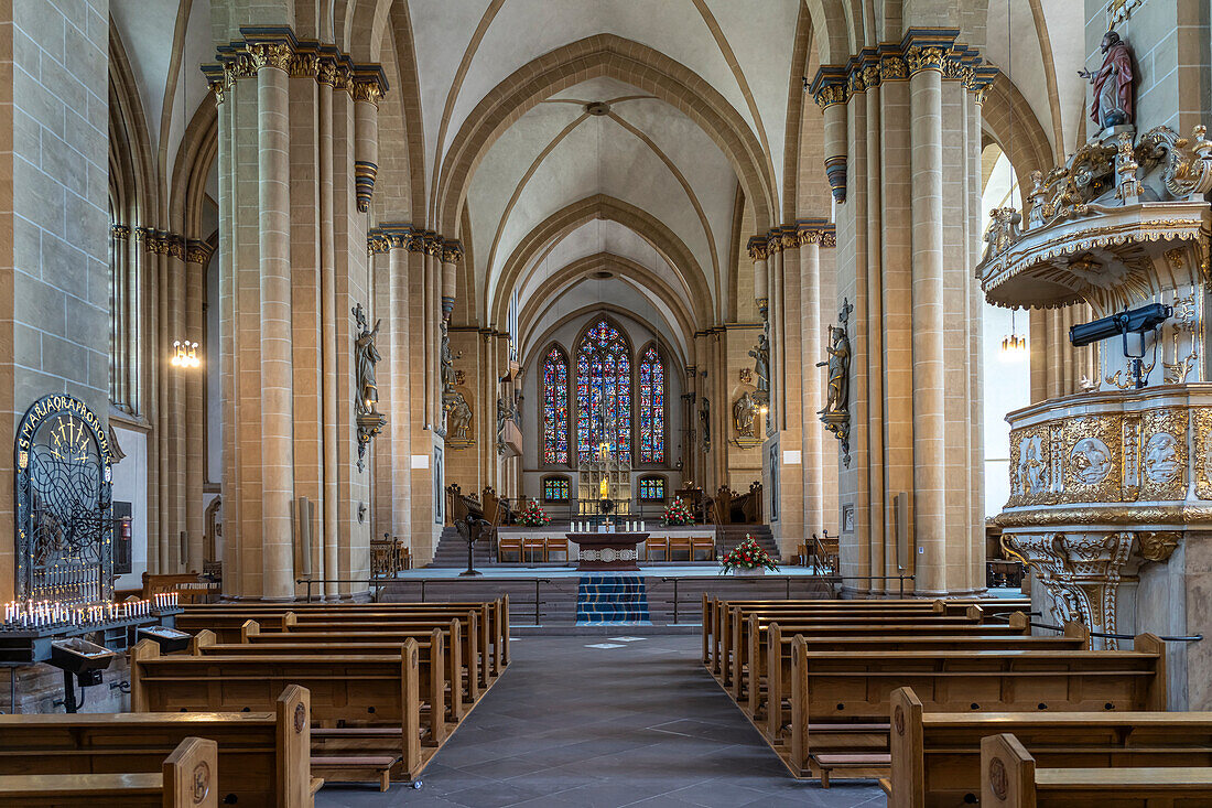 Interior of Paderborn Cathedral, Paderborn, North Rhine-Westphalia, Germany, Europe