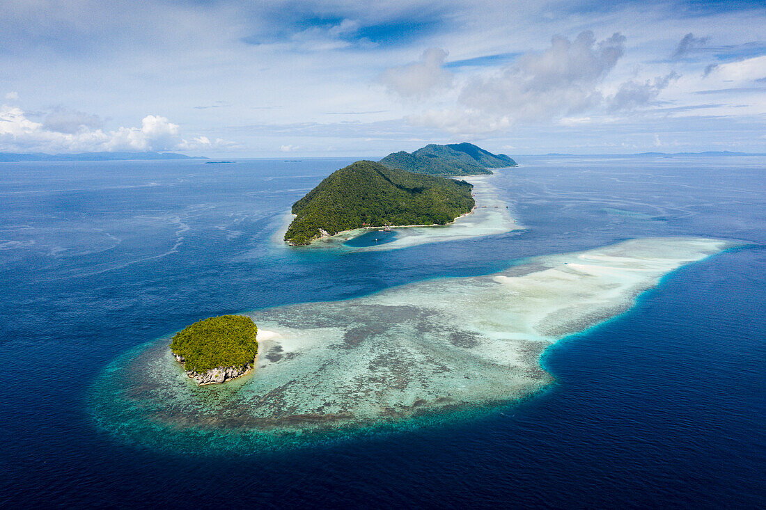 Aerial view of Cape Kri and Koh Island, Raja Ampat, West Papua, Indonesia