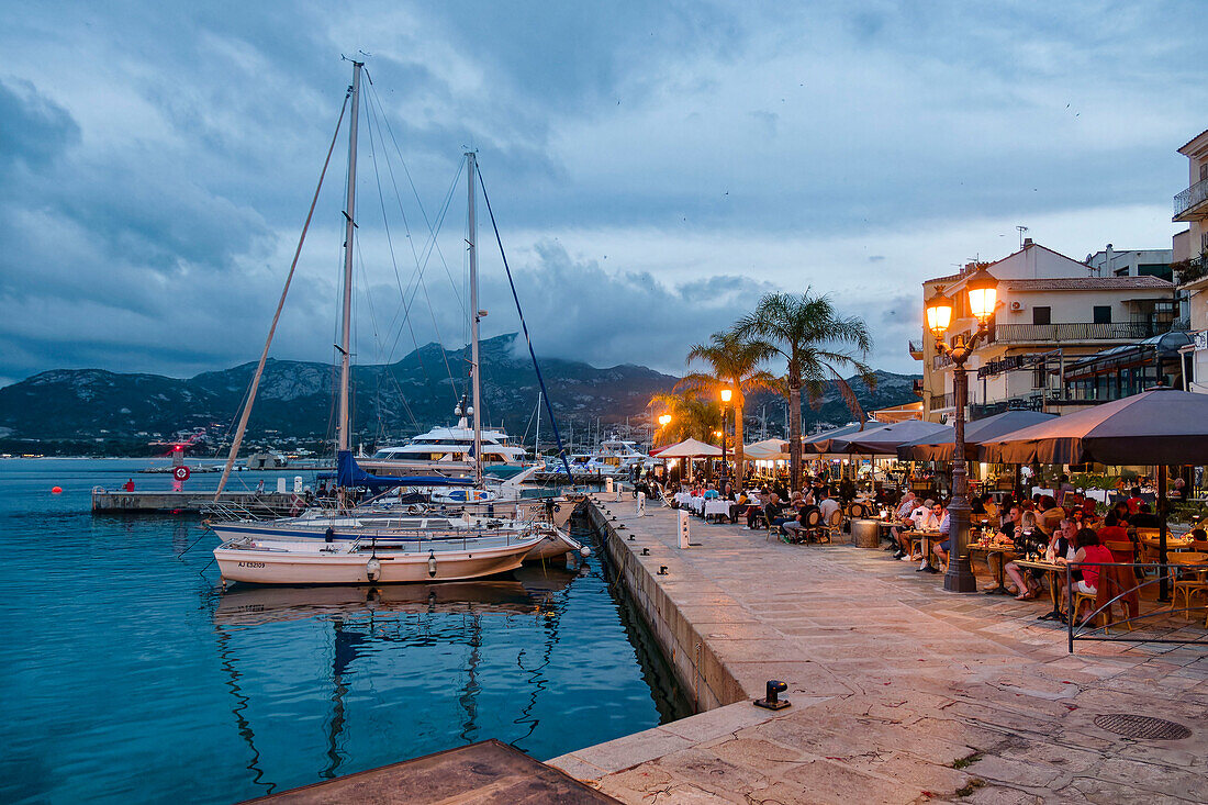 Calvi, Harbour, Restaurants, Corsica, France, Europe