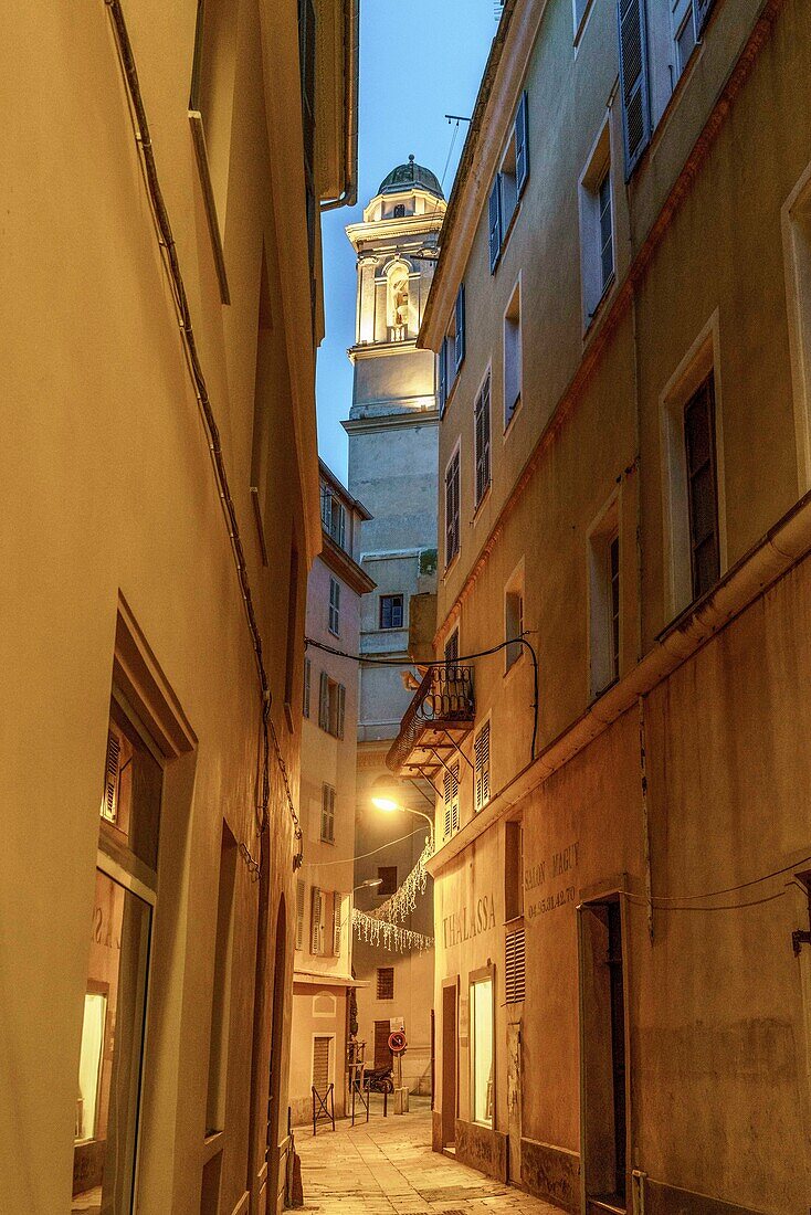 Bastia, old town alley, Eglise Saint … – License image – 71441467 ...