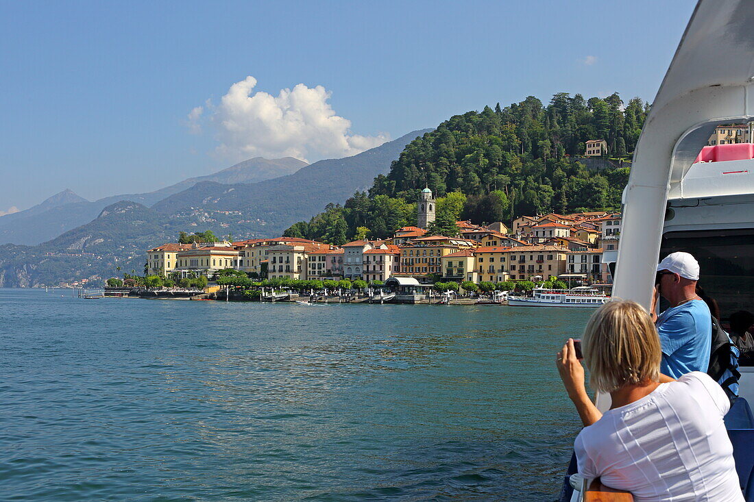 Arriving by boat at Bellagio, Lake Como, Lombardy Italy
