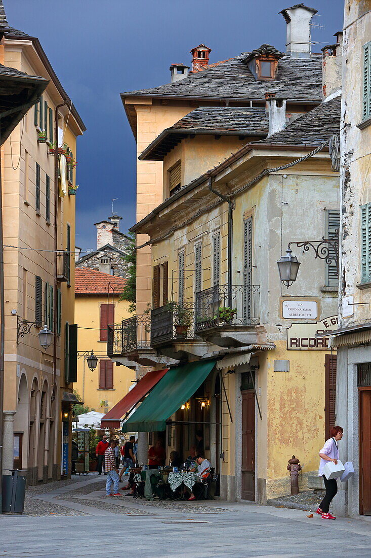 Piazza Motta in Orta San Giulio, Piedmont, Italy