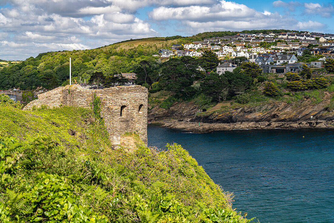 St Catherine's Castle and the town of Polruan, Fowey, Cornwall, England, United Kingdom, Europe