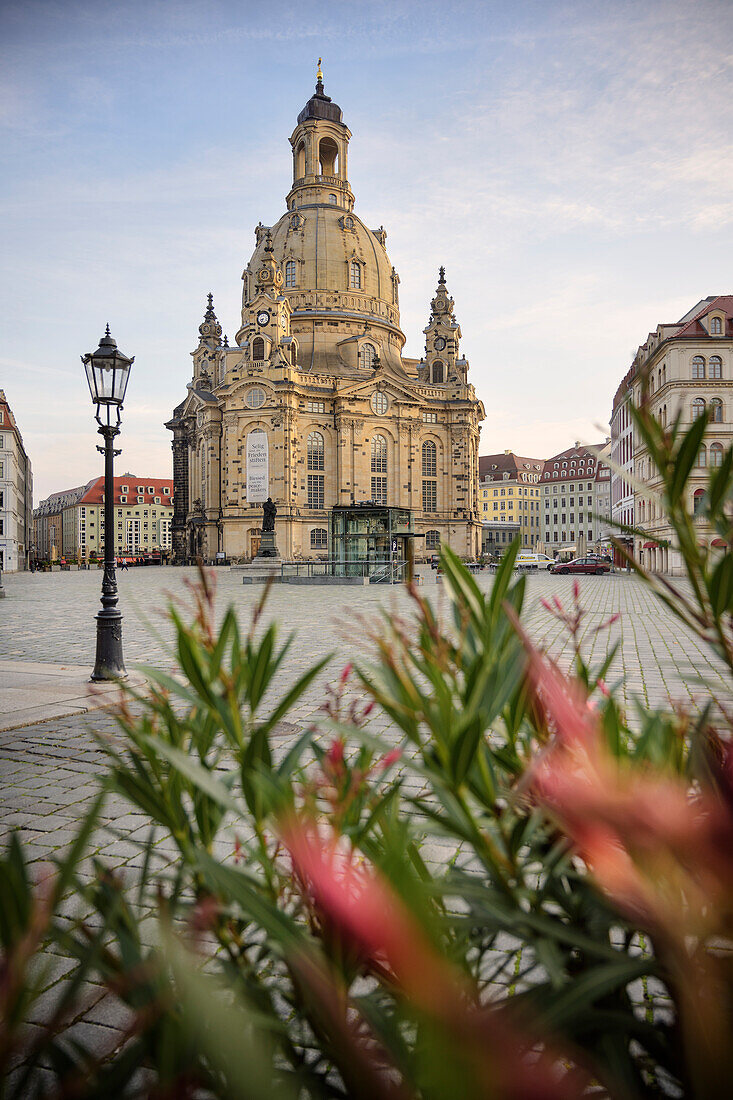 Neumarkt mit Frauenkirche und Martin Luther Statue in Dresden, Freistaat Sachsen, Deutschland, Europa
